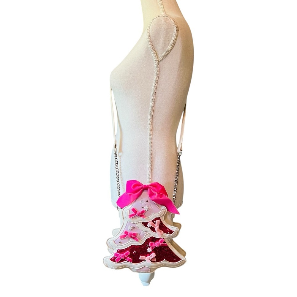 Betsey Johnson Pink and White Festive XO Merry Christmas Crossbody Bag
